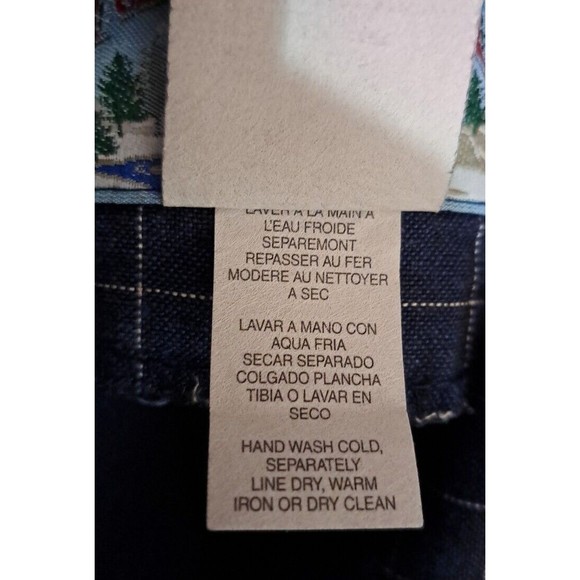 Vintage River Chase Women's L Linen Dress Blue Sleeveless Cottage Core Patchwork - Picture 4 of 10